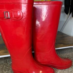 Red rain boots
